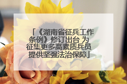 《湖南省征兵工作条例》修订出台 为征集更多高素质兵员提供坚强法治保障