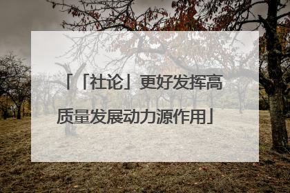 「社论」更好发挥高质量发展动力源作用