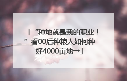 “种地就是我的职业！”看00后种粮人如何种好4000亩地→
