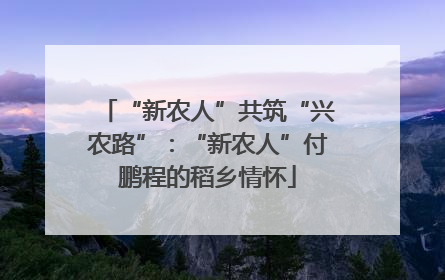 “新农人”共筑“兴农路”：“新农人”付鹏程的稻乡情怀