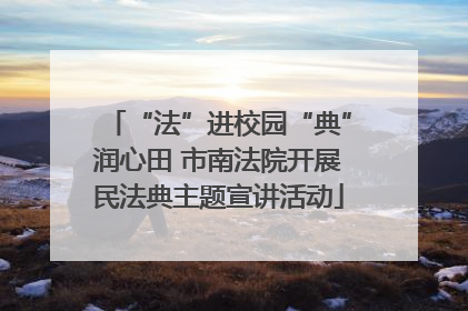 “法”进校园“典”润心田 市南法院开展民法典主题宣讲活动