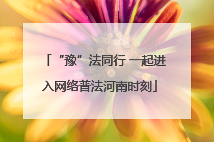 “豫”法同行 一起进入网络普法河南时刻