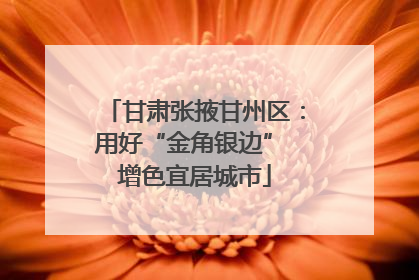 甘肃张掖甘州区：用好“金角银边” 增色宜居城市