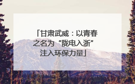 甘肃武威：以青春之名为“陇电入浙”注入环保力量