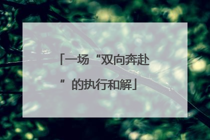 一场“双向奔赴”的执行和解