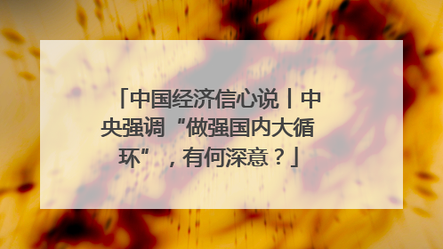 中国经济信心说丨中央强调“做强国内大循环”，有何深意？