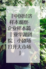 中国经济样本观察·企业样本篇︱亚华湖剧院：小剧场打开大市场