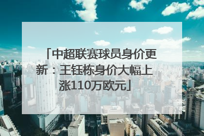 中超联赛球员身价更新：王钰栋身价大幅上涨110万欧元