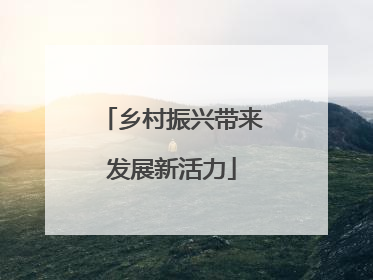 乡村振兴带来发展新活力