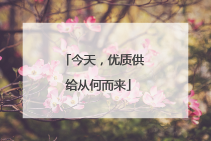 今天，优质供给从何而来