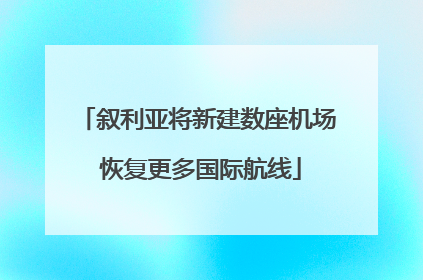 叙利亚将新建数座机场 恢复更多国际航线