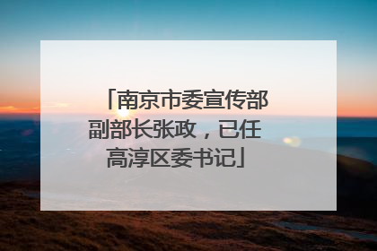 南京市委宣传部副部长张政，已任高淳区委书记