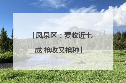 凤泉区：麦收近七成 抢收又抢种