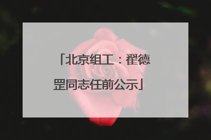 北京组工：翟德罡同志任前公示