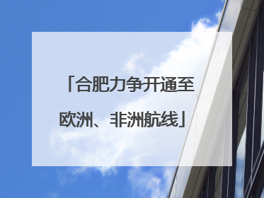 合肥力争开通至欧洲、非洲航线