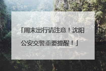 周末出行请注意！沈阳公安交警重要提醒！