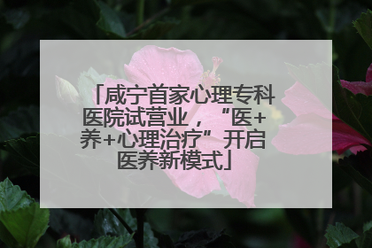 咸宁首家心理专科医院试营业，“医+养+心理治疗”开启医养新模式