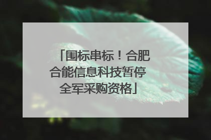 围标串标！合肥合能信息科技暂停全军采购资格