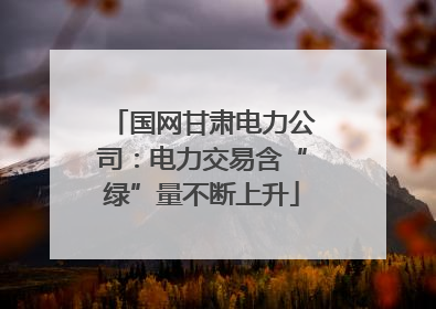 国网甘肃电力公司：电力交易含“绿”量不断上升