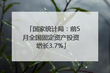 国家统计局：前5月全国固定资产投资增长3.7%