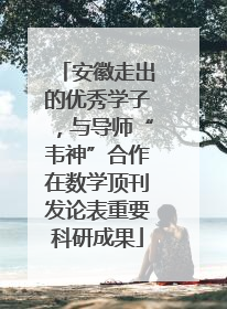 安徽走出的优秀学子，与导师“韦神”合作在数学顶刊发论表重要科研成果