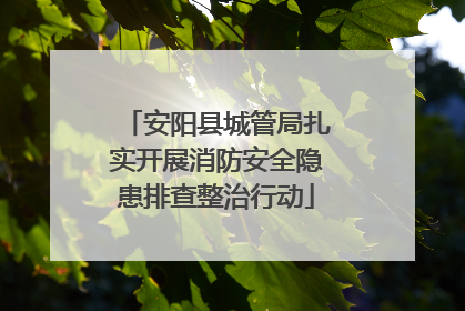 安阳县城管局扎实开展消防安全隐患排查整治行动
