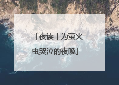 夜读丨为萤火虫哭泣的夜晚