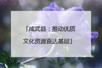 成武县：推动优质文化资源直达基层