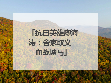 抗日英雄廖海涛：舍家取义 血战塘马