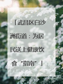 武昌区白沙洲街道：为居民送上健康饮食“指南”