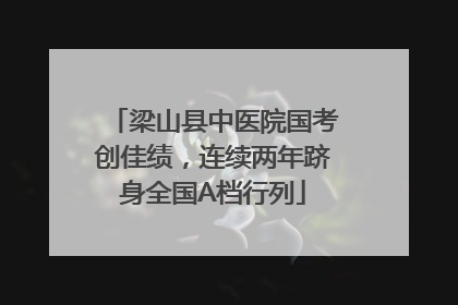 梁山县中医院国考创佳绩，连续两年跻身全国A档行列