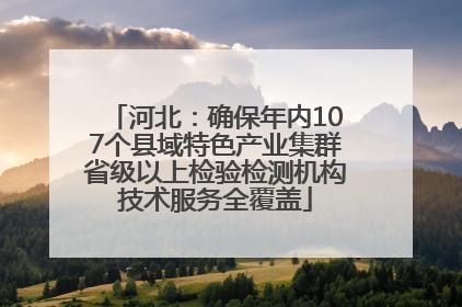 河北：确保年内107个县域特色产业集群省级以上检验检测机构技术服务全覆盖