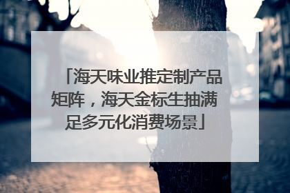 海天味业推定制产品矩阵，海天金标生抽满足多元化消费场景