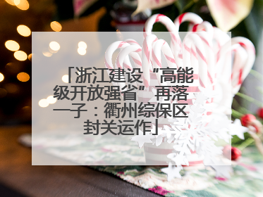 浙江建设“高能级开放强省”再落一子：衢州综保区封关运作