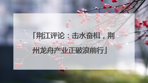 荆江评论：击水奋楫，荆州龙舟产业正破浪前行
