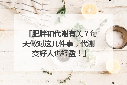 肥胖和代谢有关？每天做对这几件事，代谢变好人也轻盈！
