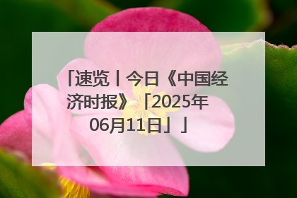 速览丨今日《中国经济时报》「2025年06月11日」