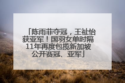 陈雨菲夺冠，王祉怡获亚军！国羽女单时隔11年再度包揽新加坡公开赛冠、亚军