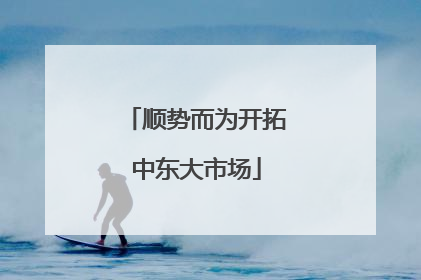 顺势而为开拓中东大市场
