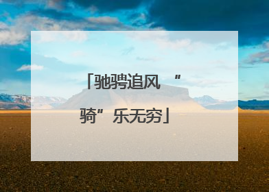 驰骋追风 “骑”乐无穷