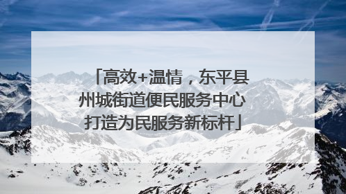 高效+温情，东平县州城街道便民服务中心打造为民服务新标杆